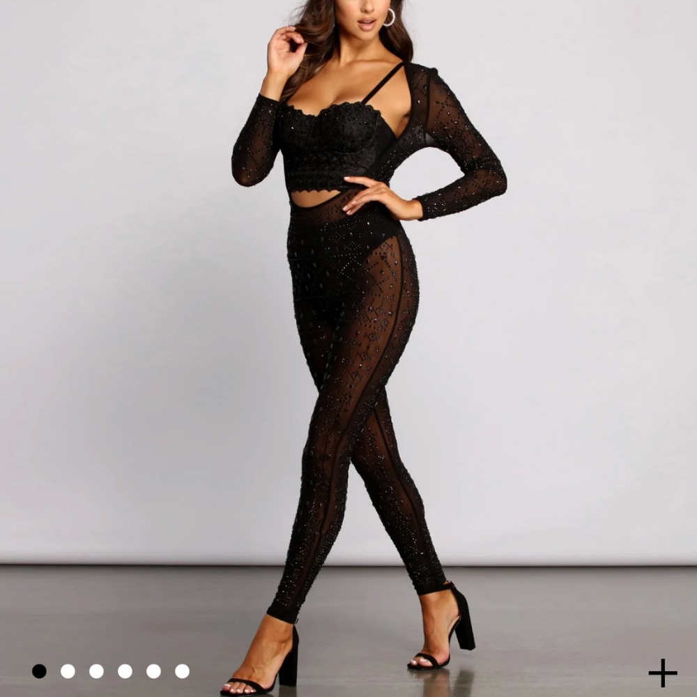 Heat Up The Party Mesh Embellished Catsuit